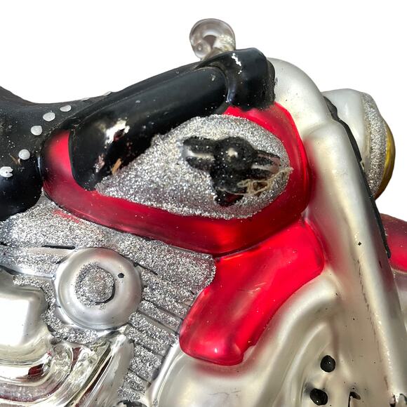 Dept 56 Harley Davidson Motorcycle Ornament Large Handblown Glass Collectible - Picture 8 of 16